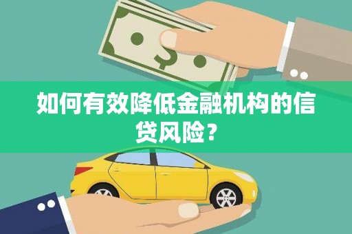 农安如何有效降低金融机构的信贷风险？